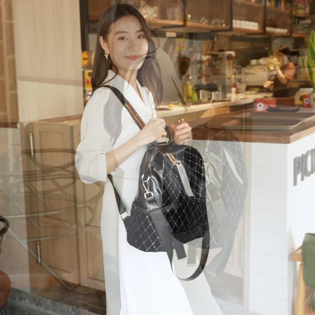 Mochila Cuero Suave Remache Un Hombro Bolso Universal para Mujer Gran Capacidad Mochila Escolar