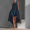 Ärmelloses Midi-Kleid aus Polyester mit unregelmäßigem Saum für Reisen und Urlaub