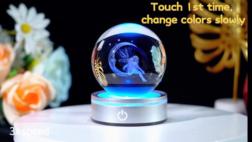 Krystallkule Nattlys Glødende Planet Galaxy Astronaut 3D RGB Måne Bordlampe Atmosfære Lampe Borddekorasjoner Barnegaver