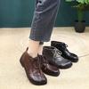 Johnature Retro Versatile Flat Short Boots Comfortable Commuting Casual Genuine Leather Women's Shoes
