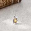 S925 Sterling Silver Necklace Women's Oval Natural Citrine Amethyst Pendant Garnet Peridot Clavicle Chain