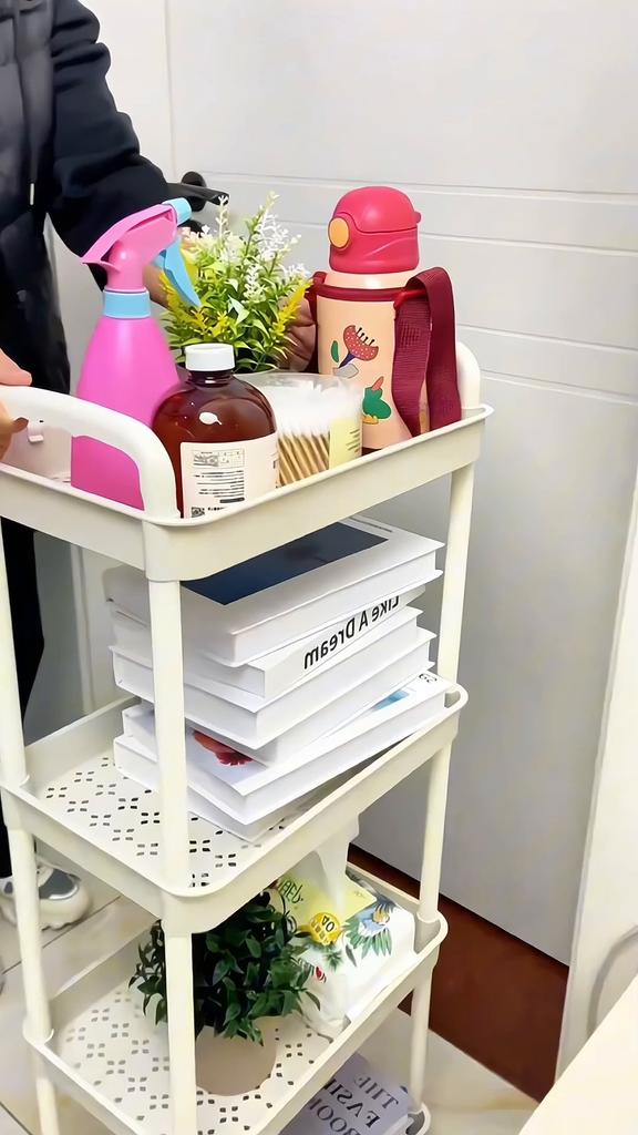 5-Tier Heavy Duty Metal Utility Rolling Storage Cart Trolley with Lockable Wheels,Multifunctional Storage Shelves for Kitchen Living Room Office,