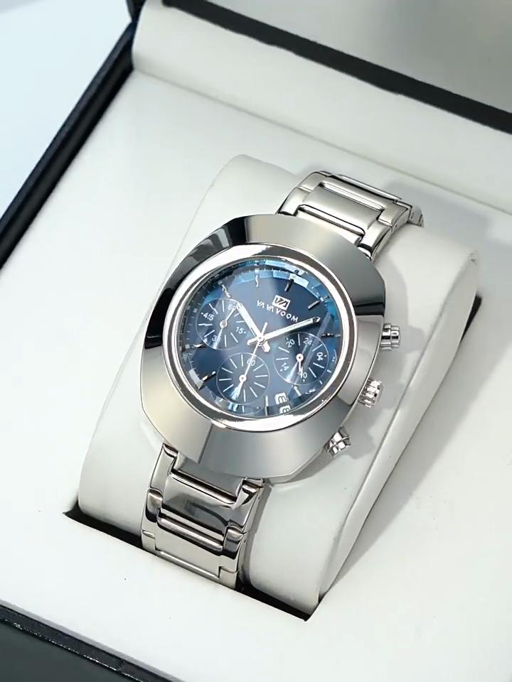 VA VA VOOM Classic Men Quartz Watches Stainless Steel Waterproof Analog Watch with Date Fashion Wristwatch Luxury Business Men's Dress Watch