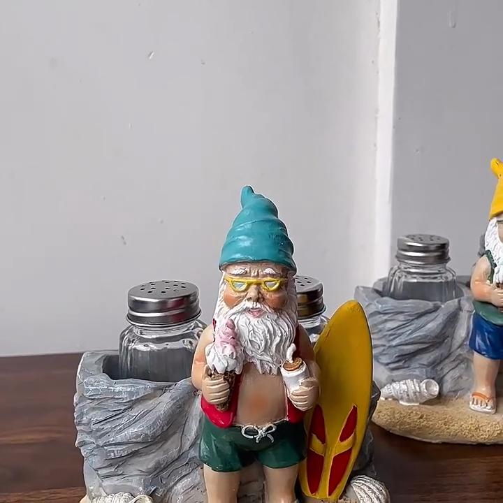 Cute Chef Statue Salt & Pepper Bottle Holder Ornaments Home Decor Kitchen Resin Crafts