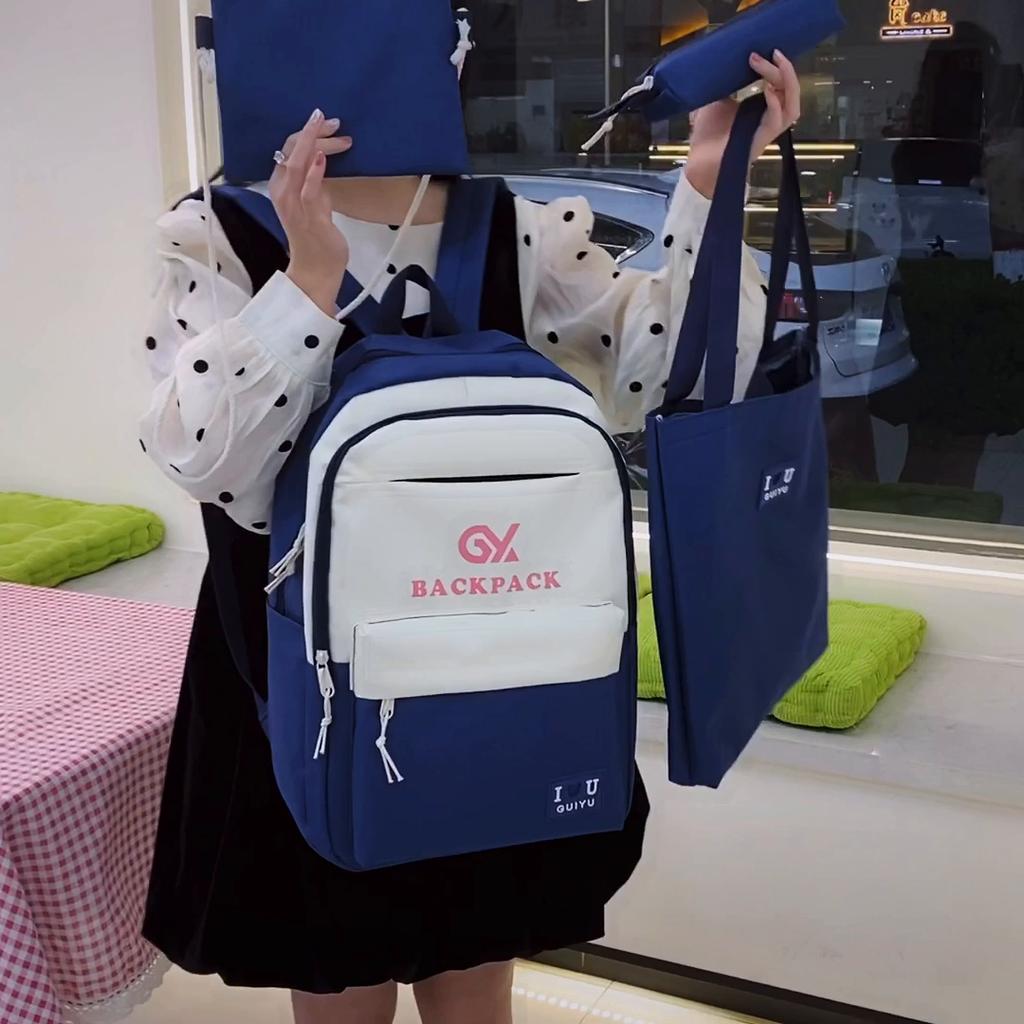 Multi-Piece Backpack School Bag Middle School Student Backpack