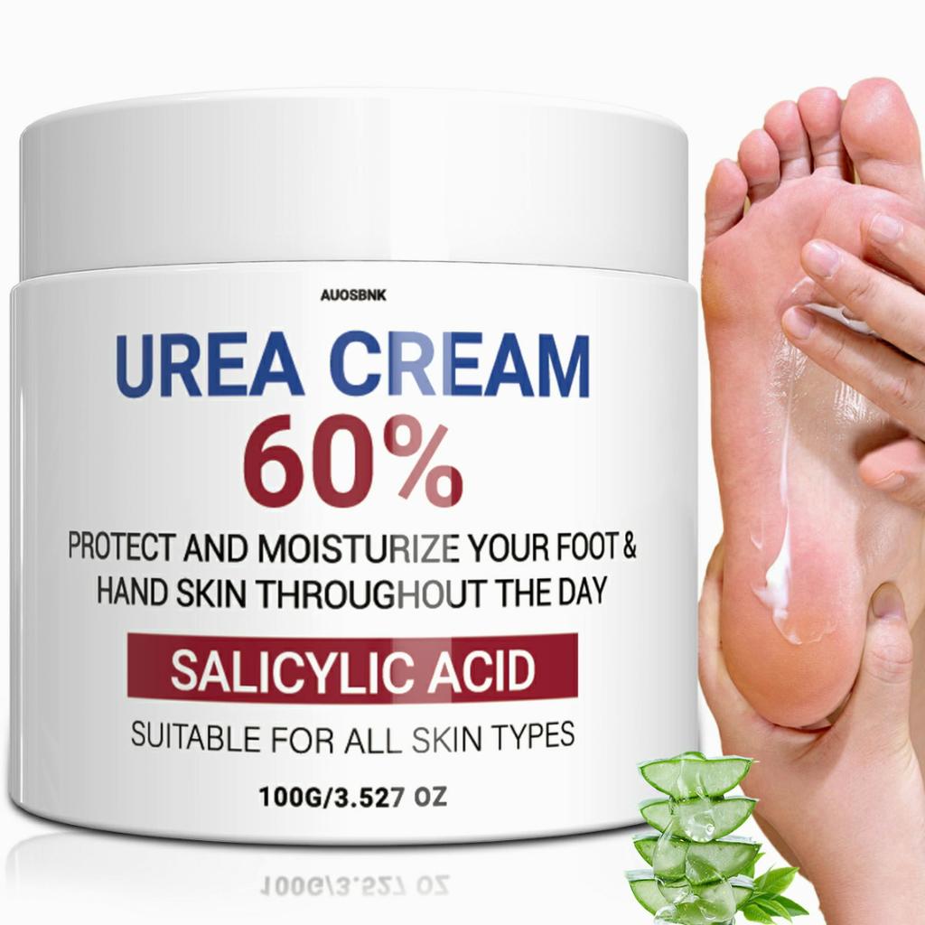 60% Urea Krem, Urea Fot- og Håndkrem, Rask Absorbering, Ikke-Fettete, Trygg for Sensitiv Hud, Urea Fuktighetskrem for Ekstremt Tørr Hud-100G