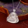 High Ice White Chalcedony Maitreya Buddha Necklace Women's Sterling Silver S925 New Chinese Guochao Buddha Male Clavicle Chain