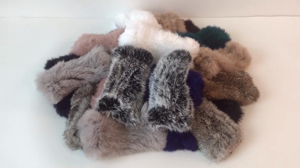 New Brand Women Real Natural Rabbit Fur Mittens Winter Warm Fluffy Lady Real Rabbit Fur Gloves Knitted Good Elastic Fur Glove