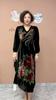 High-end Women's Velvet Plus-size Dress V-neck Loose Silk Printed Long Dress