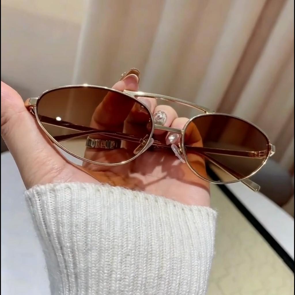 2026 New Fashionable Oval Frame Sunglasses Trendy Street Style Cat Eye Shades Outdoor Travel Anti-UV Sun Glasses UV400