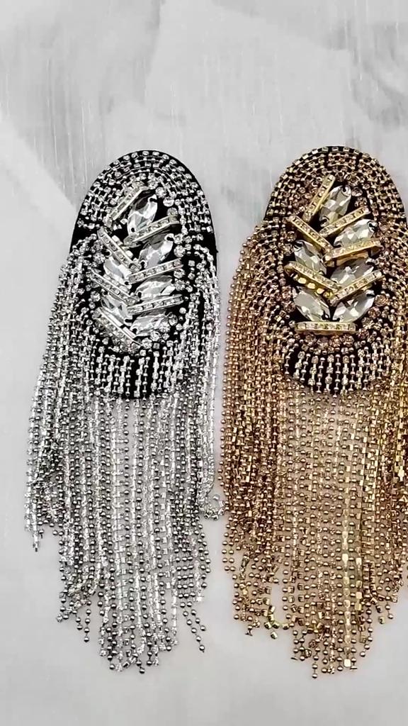 Clothes Decoration High Gloss Stylish Beaded Tassels Chain Female Male Shoulder Epaulet Brooch Board