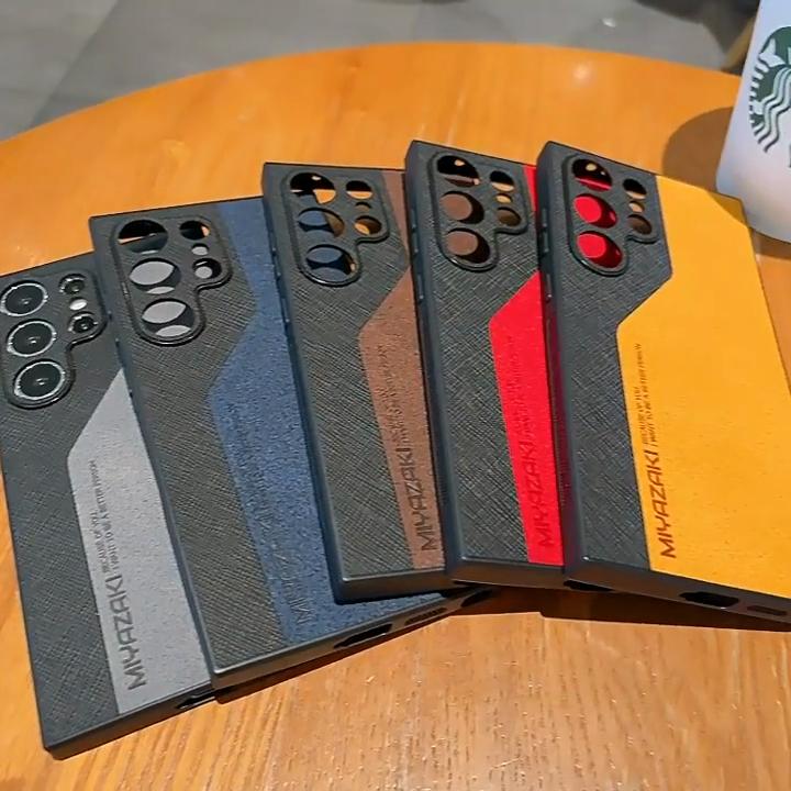 Luxury Double Color Phone Case For Samsung Galaxy S25 S24 S23 S22 S21 Ultra S23 S24 S25 Plus Leather Shockproof Pattern Slim Back Cover
