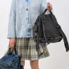 Vintage Denim Backpack Rivet Shoulder Bag Student Schoolbag Class Commuter Backpack