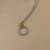 Creative Fashion Trend Round Cable Twisted Circle Pendant Stainless Steel Women's Versatile Clothing Necklace
