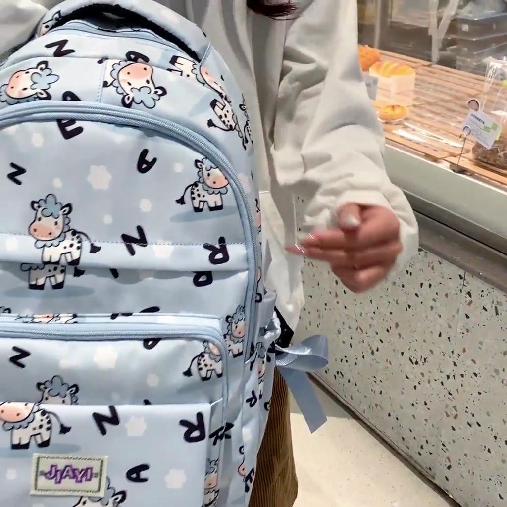 Cartoon Printed Backpack Student Large Capacity Schoolbag Women Backpack