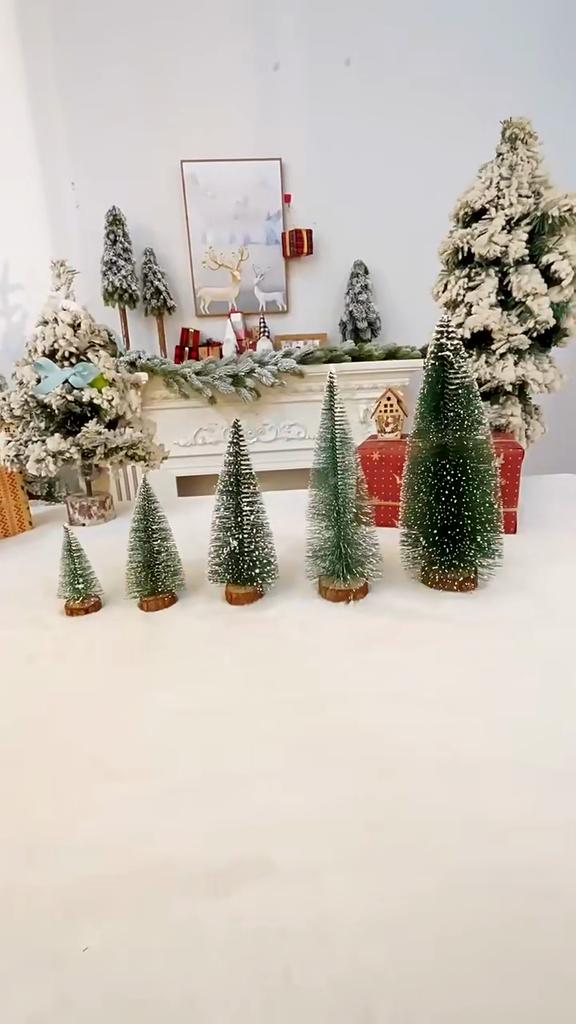 DIY Mini Christmas Tree Sisal Cedar Desktop Snowflake Pine Needle Decoration Small White Ta Pine Trees Xmas Ornaments Decorated