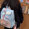 Girls Boys Korean Style Nylon School Backpack With Grid Print And Bow Decoration For Middle School Students