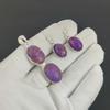 Lila Türkis Anhänger Set, Lila Türkis Edelstein Handarbeit 925 Sterling Silber Ohrring Anhänger Set für Frauen Anhänger Geburtstagsgeschenk