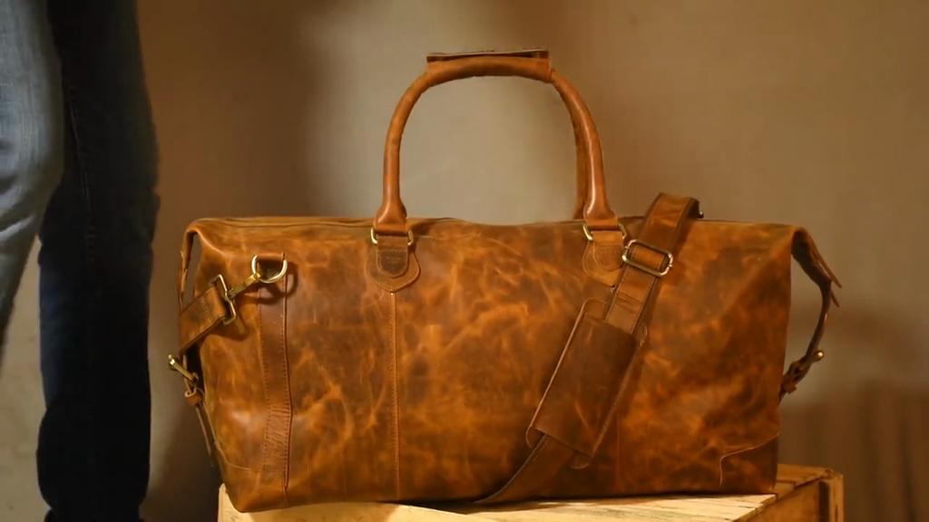 Fathers Day Leather Duffle Bag Gift Large Weekend Bag Vacation Holiday Travel Bags Groomsmen Gifts Best Weekender Overnight Bag