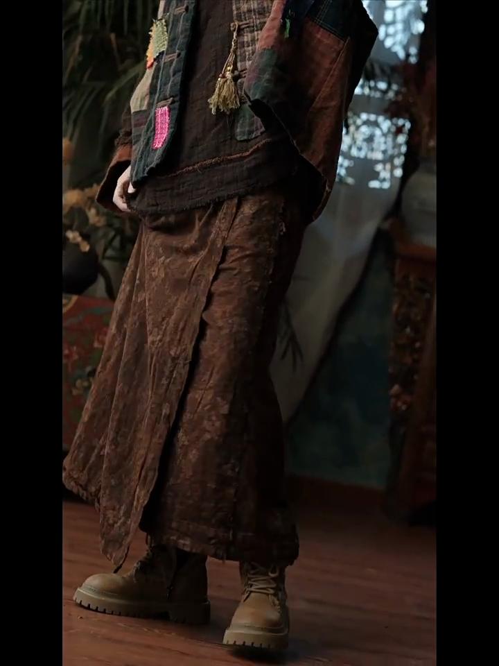 Johnature Femei Vintage Fuste de Iarnă Talie Elastică Imprimeu Floral Moi Femeie Cafea Fuste A-Line