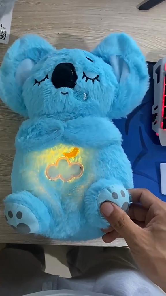 HOMZY Plush Koala Children's Sleep Doll and Music Light 5 Mode Ear-moving Baby Soothing Plush Doll Rhythmic Breathing Sleep Companion