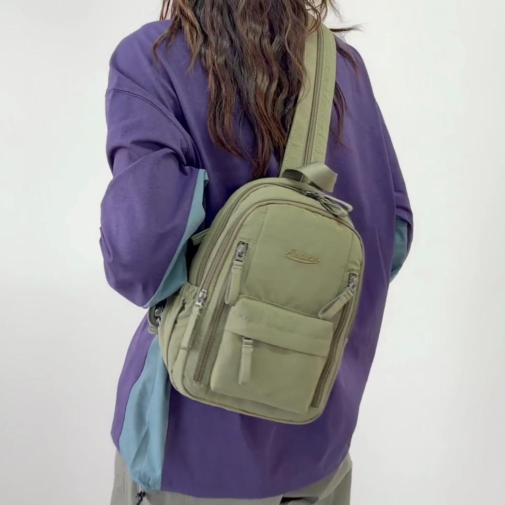 Multi-functional Chest Bag Solid Color Women's Backpack Multi-layer Men's Crossbody Bag