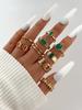 Cross Border French Retro Imitation Grandmother Emerald Joint Ring Women's Jewelry Niche Design Hollow Geometric Ring