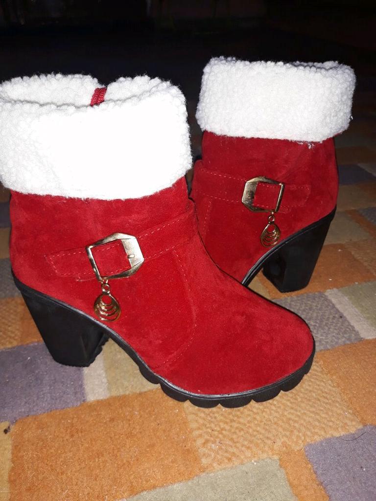 Botas mujer media caña de ante con hebilla y tacón grueso forradas de  borreguito comprar a buen precio — entrega gratuita, reseñas reales con  fotos — Joom