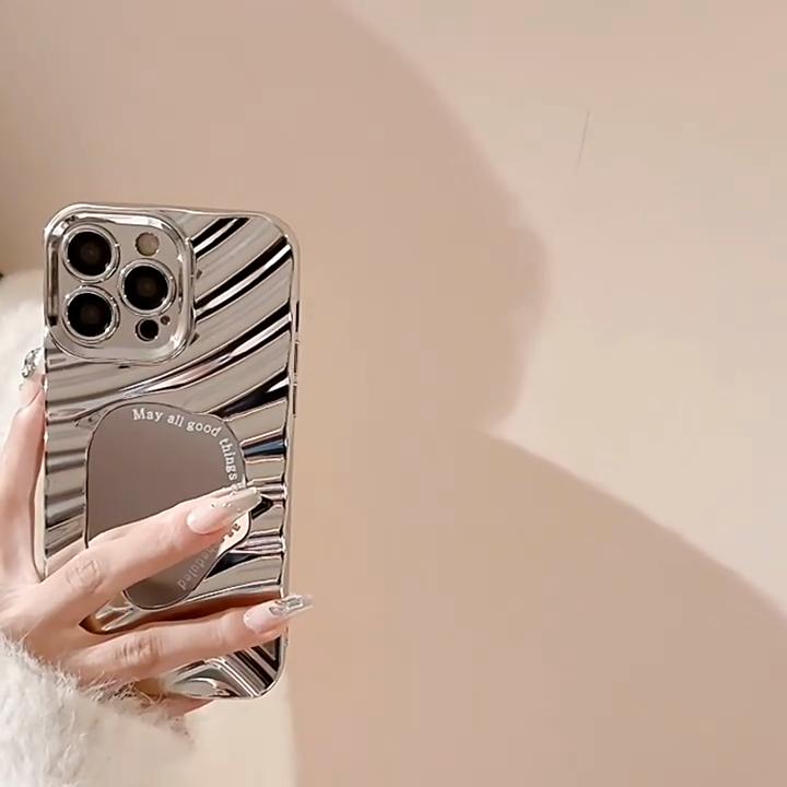 Luxury Electroplated Wavy Mirror Case for iPhone 15 14 13 12 11 Pro Max XS XR 7 8Plus All-inclusive Fall Protection Cases