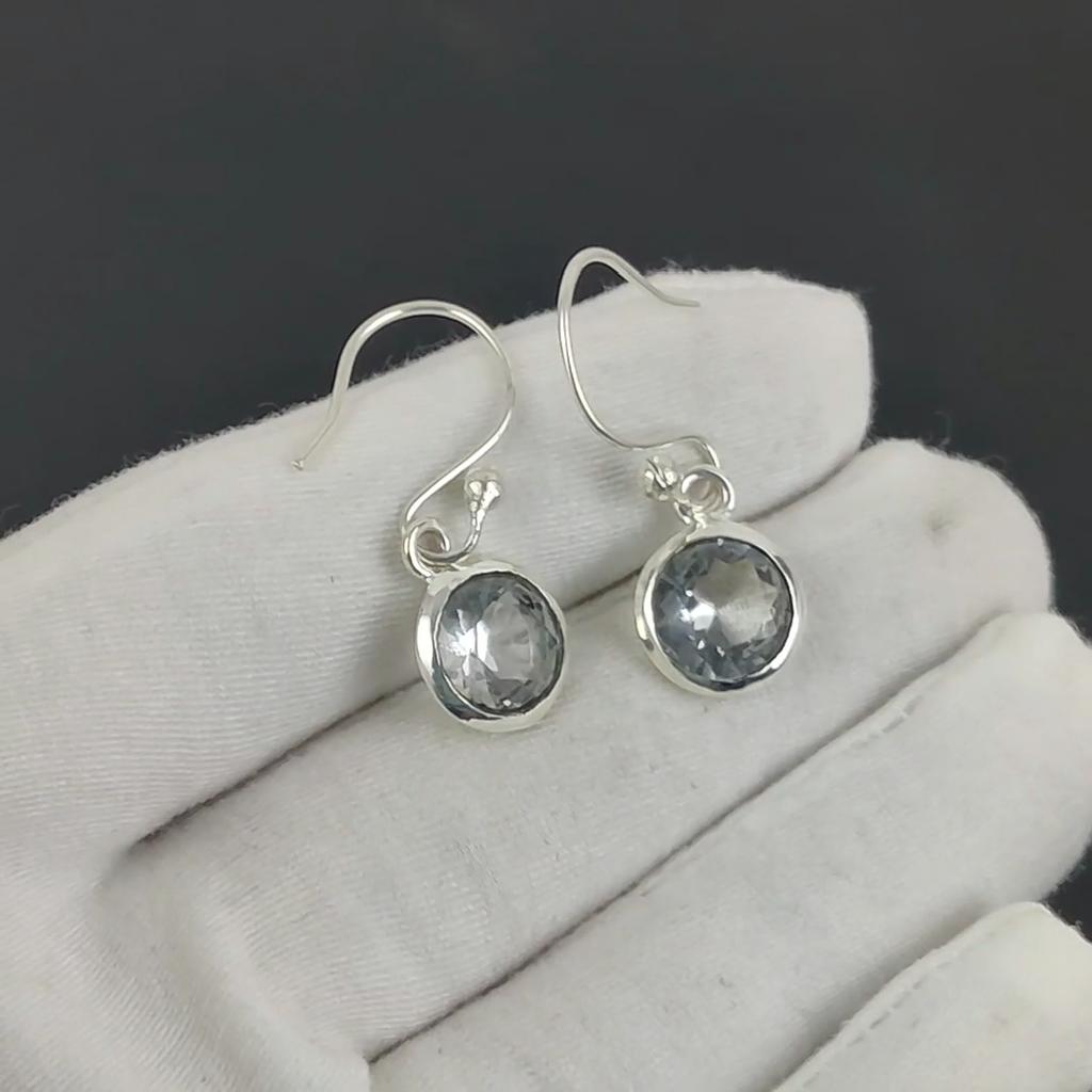 Beautiful White Topaz Gemstone Earrings, 925 Sterling Silver Earring, Handmade Boho Silver Jewelry Dangle Earrings, Thanksgiving Gift