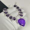 Zierliche Amethyst Edelstein Handgemachte 925 Sterling Silber Elektroform Halskette, Amethyst Silber für Frau Unisex Anhänger Thanksgiving Geschenke
