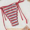 Polyester Striped Low Waist Bikini Set With Ties For Water Sports Women