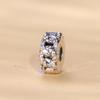 WOSTU Shiny Rhinestone Retro Pattern 925 Sterling Silver Chain Clip Beads Fit Original Bracelet Bangle DIY Fine Jewelry