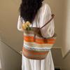 Borsa tote a righe in paglia di grande capacità borsa a mano da donna