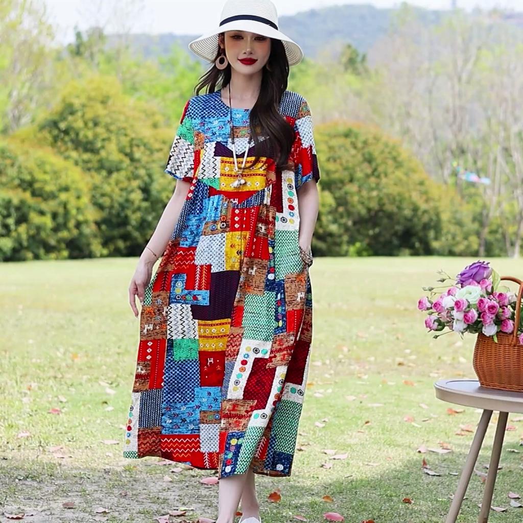 Rochii casual de vară pentru femei Haine vintage Largi Mânecă scurtă Mărimi mari Elegantă Rochie lungă