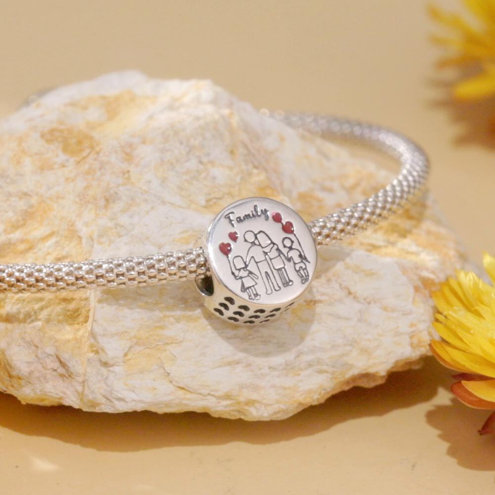 WOSTU 925 Sterling Silver Family Charms Bead for Women Original Silver Bracelet Fine Jewelry