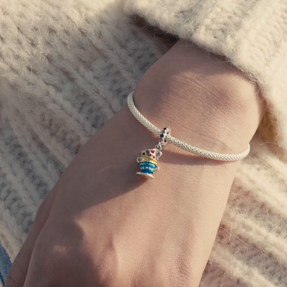 WOSTU 925 Sterling Silver Cute Magic Teacup Pendent Charms Beads for Women Fit Original DIY Bracelet Necklace Birthday Jewelry