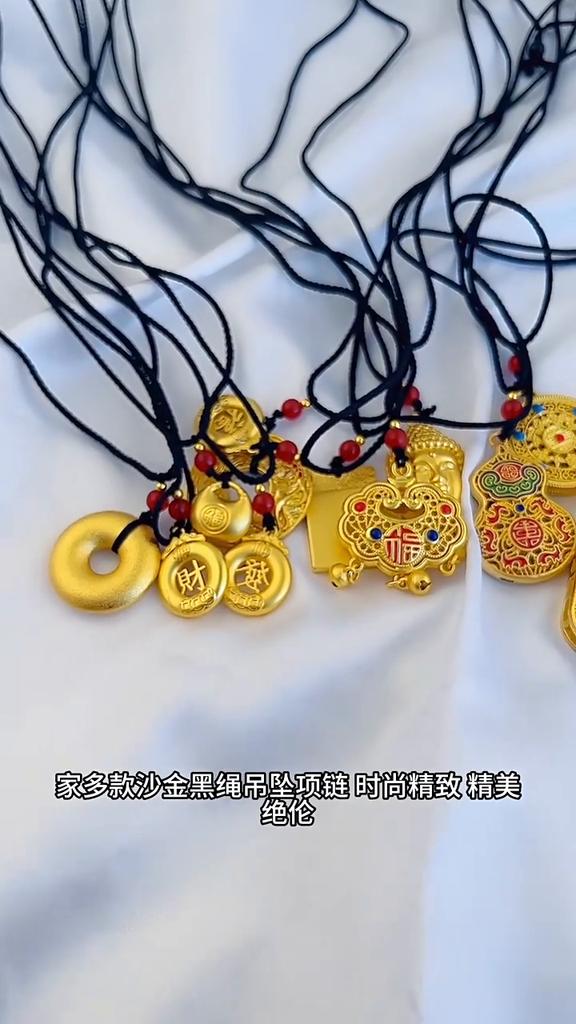 Liivakuldne ripats kaelakee Buddha Dragon kollane kuld must köis kaelakett