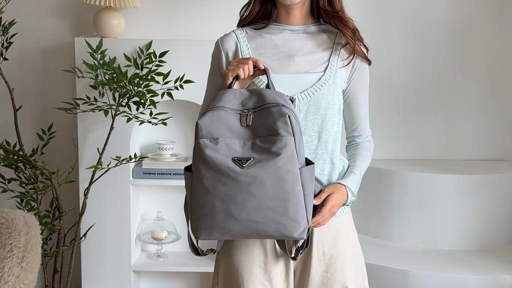 Women's Solid Color Backpack Student Schoolbag Oxford Cloth Travel Small Backpack