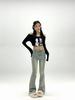 Women's High Waisted Slim Retro Light Colored Flared Pants
