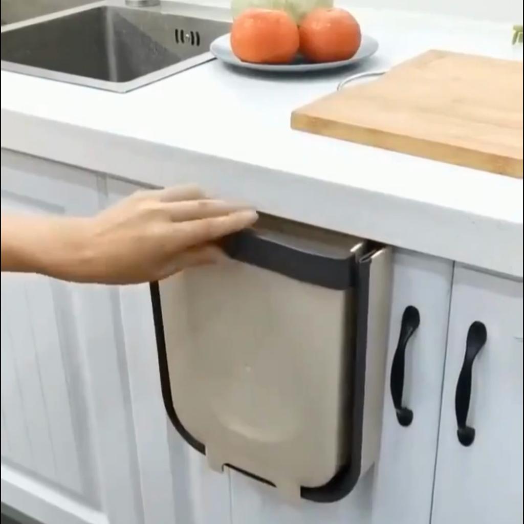 1pc White/Brown Kitchen Trash Can Hanging Type Household Foldable Cabinet Door Classification Wall Hanging Multifunctional