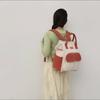 Colorblock Nylon Convertible Backpack with Dual Front Flap Pockets Top Handle Casual Daypack for Women Daily