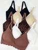 European Size Wireless Seamless Soft Support Bra Leopard Print Wavy Edge Gathered Side Bust Coverage Anti-Curl Intimates