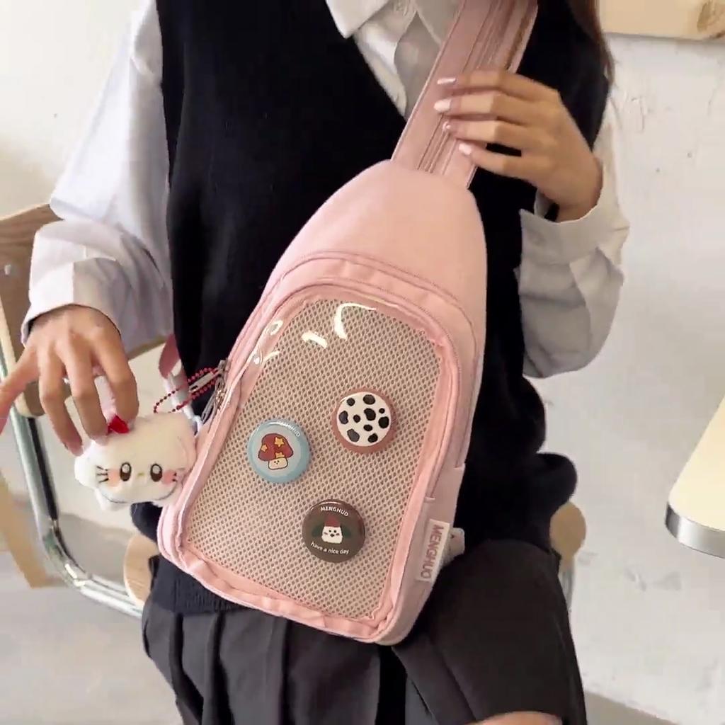 Women's Crossbody Bag Solid Color Chest Bag Student Class Shoulder Bag