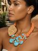 Statement Beads Necklace with Geometry Pendant Starfish Design for Women Girl Trendy Vintage Wedding Party Jewelry
