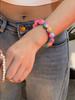 Lively and Cute Colorful Resin Inlaid Water Diamond Sparkling Bead Bracelet for Women's Jewelry Simple and Versatile Rainbow Bracelet