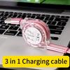 3 w 1 Pasuje do iPhone'a TYPE-C Micro B Teleskopowy kabel do ładowania telefonu komórkowego jeden do trzech