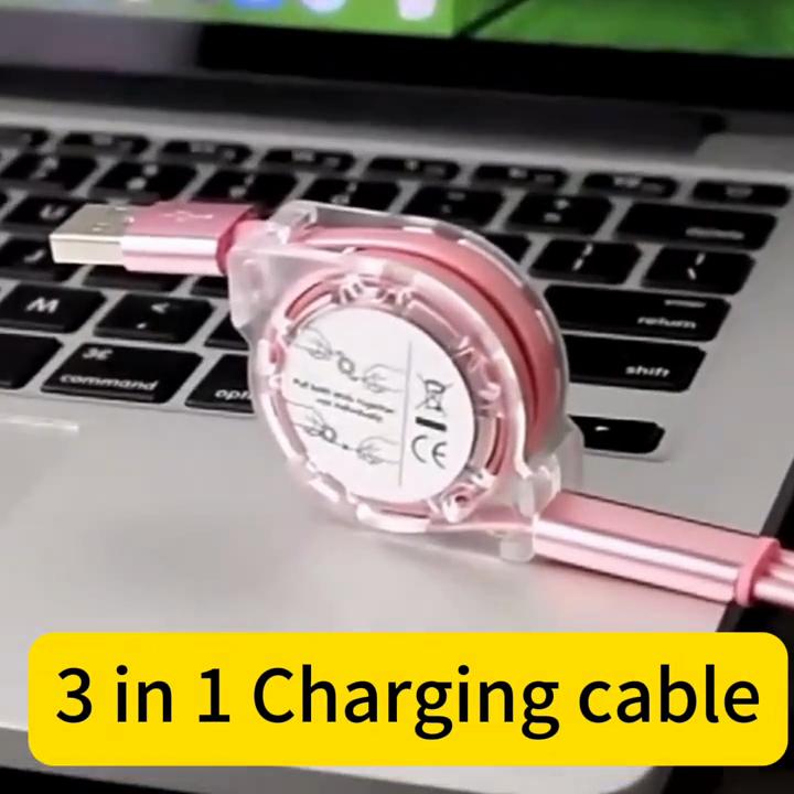 3 w 1 Pasuje do iPhone'a TYPE-C Micro B Teleskopowy kabel do ładowania telefonu komórkowego jeden do trzech