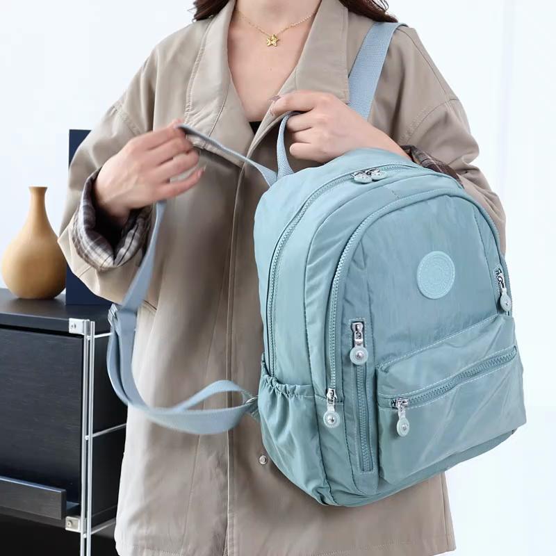 Solid Color Backpack Nylon Women's Backpack Travel Schoolbag