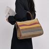 Vintage Striped Canvas Bag Women's Crossbody Bag Patchwork Handbag